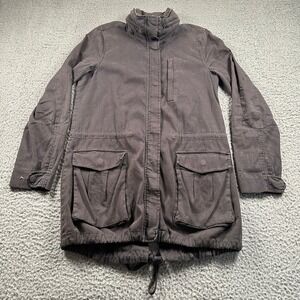 James Perse‎ Women's Utility Jacket Gray Size 2 Cotton Lined Hooded Pockets